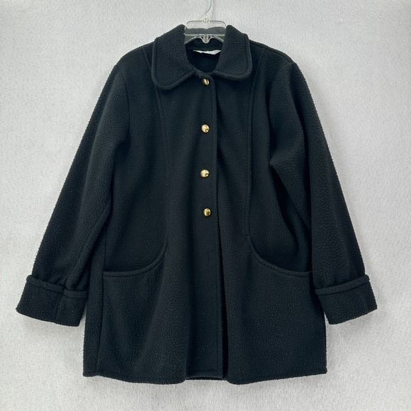 Talbots Jackets & Blazers - VTG Blaire Medium Jacket Black W/Gold Tone Button Pea Coat Jacket READ